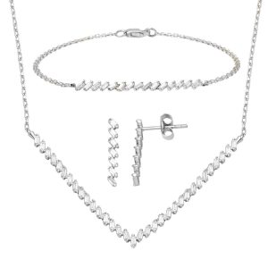 Baguette Su Yolu 14 Karat White Gold Three-piece Set