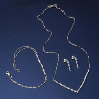 Baguette Su Yolu 14 Carats Blanc Or Trois pièces Set - 14K - 6.69g - EZ Gold