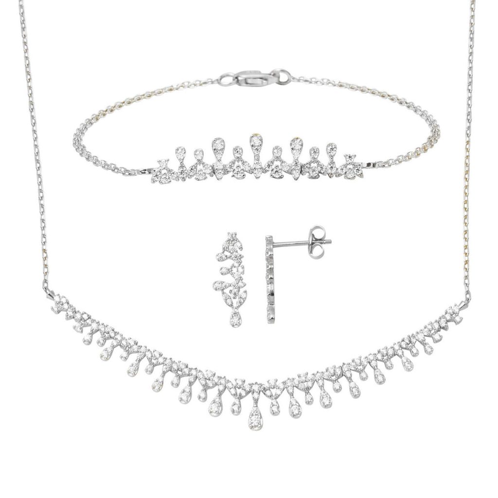 Goutte Design 14 Carats Blanc Or Trois pièces Set