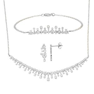 Drop Design 14 Karat White Gold Three-piece Set
