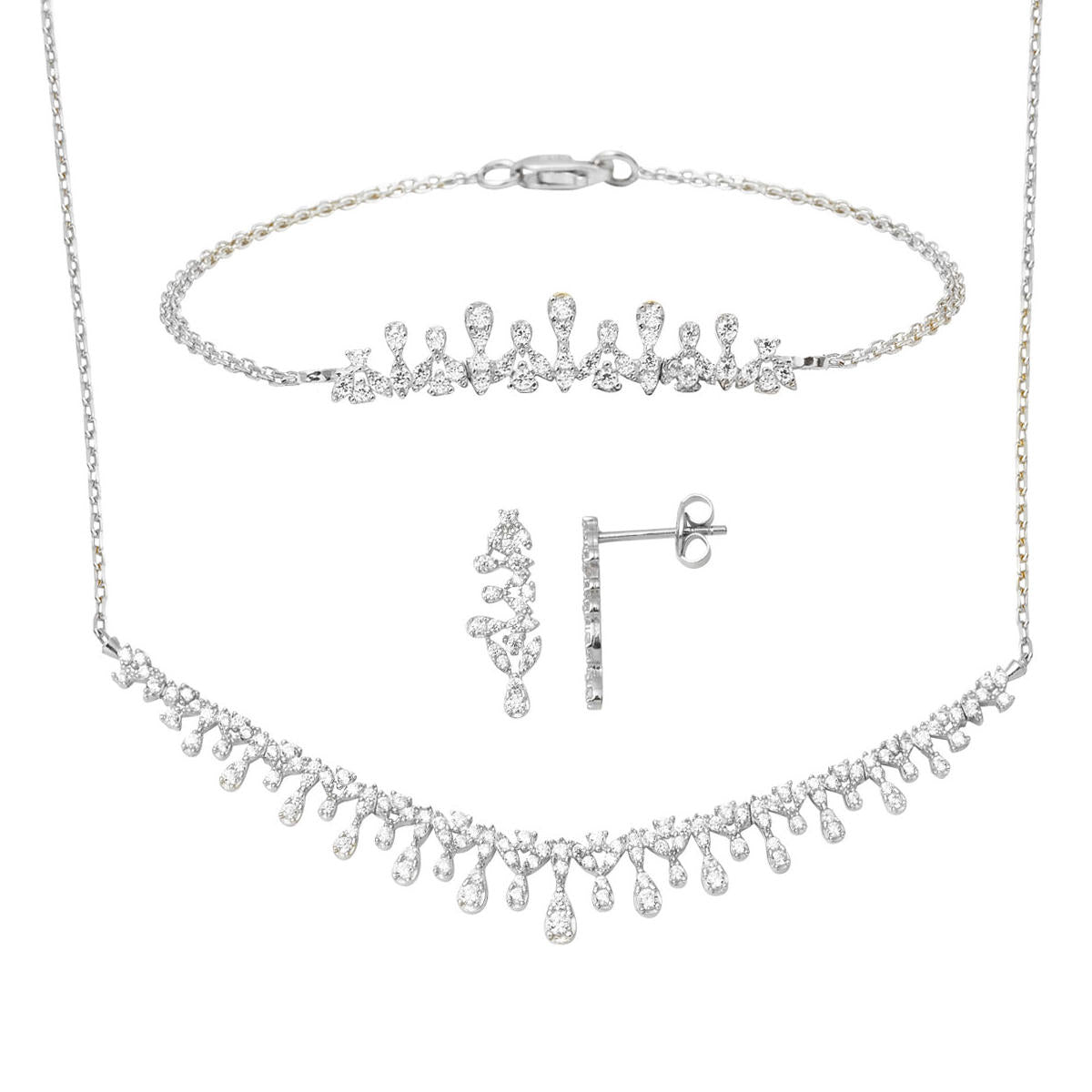Goutte Design 14 Carats Blanc Or Trois pièces Set