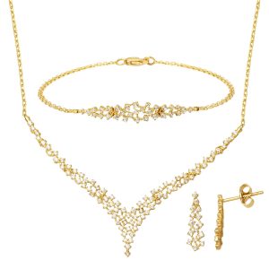 Elena 14 Karat Gold Engagement Jewelry Set