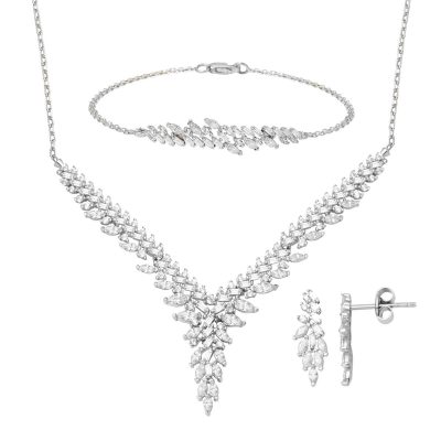 Hanımeli Design White Gold 14K Nişan Seti