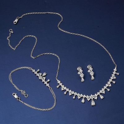 Goutte avec Pierres Blanc Or 14 Carats Söz Takı Seti - 14K - 10.47g - EZ Gold