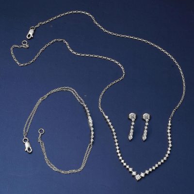 Suyolu Beyaz Altın 14 Ayar Nişan Takı Seti - 14K - 7.83g - EZ Gold