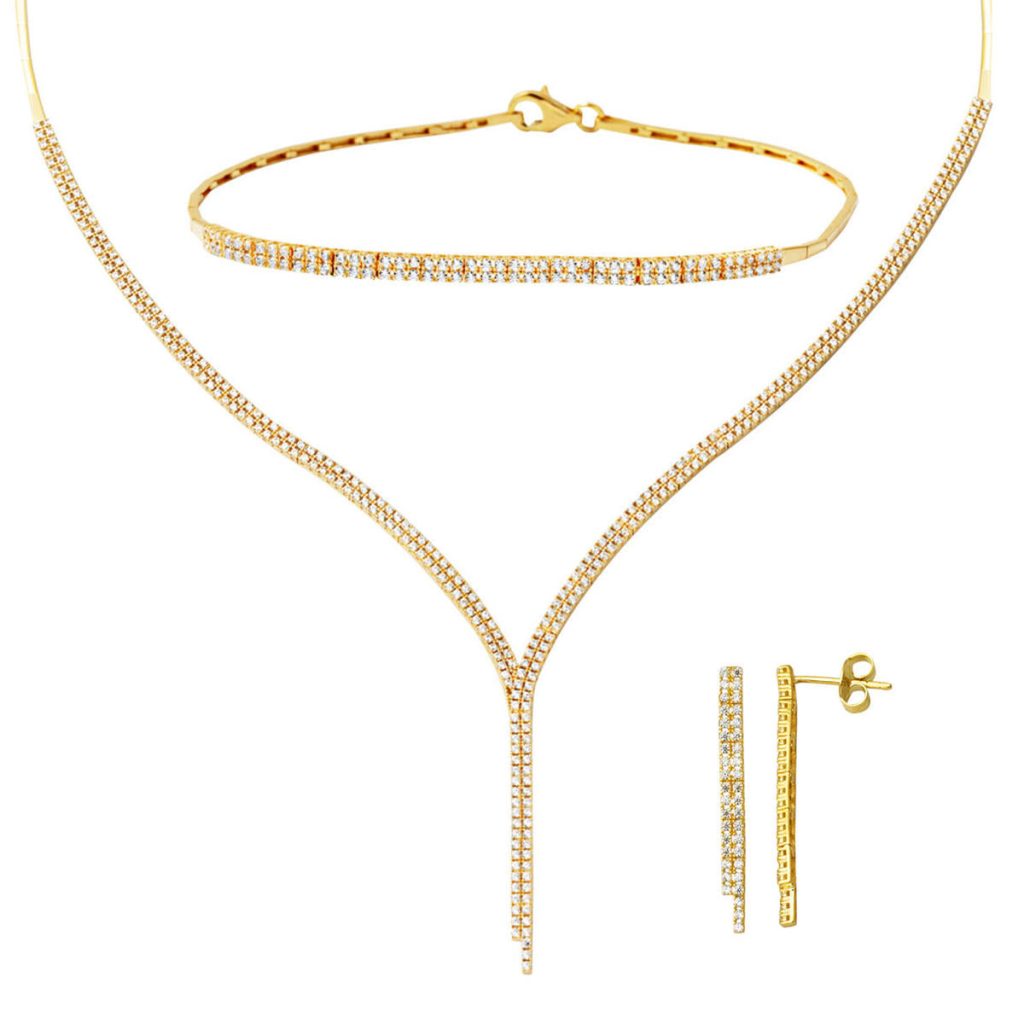 Sarkıt Filigrane 2 Rangs Jaune Or Collier Parure