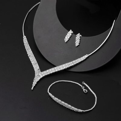 Beyaz Gold Baguette Işıltısı Set - 14K - 19g - EZ Gold