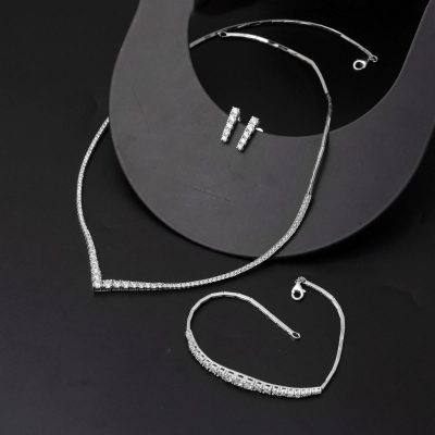 Beyaz Gold Su Yolu Set - 14K - 15.11g - EZ Gold