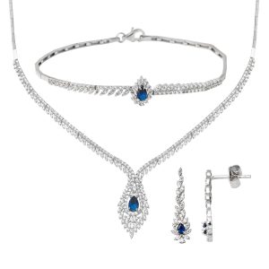 Blue with Stones 14 Karat White Gold Set