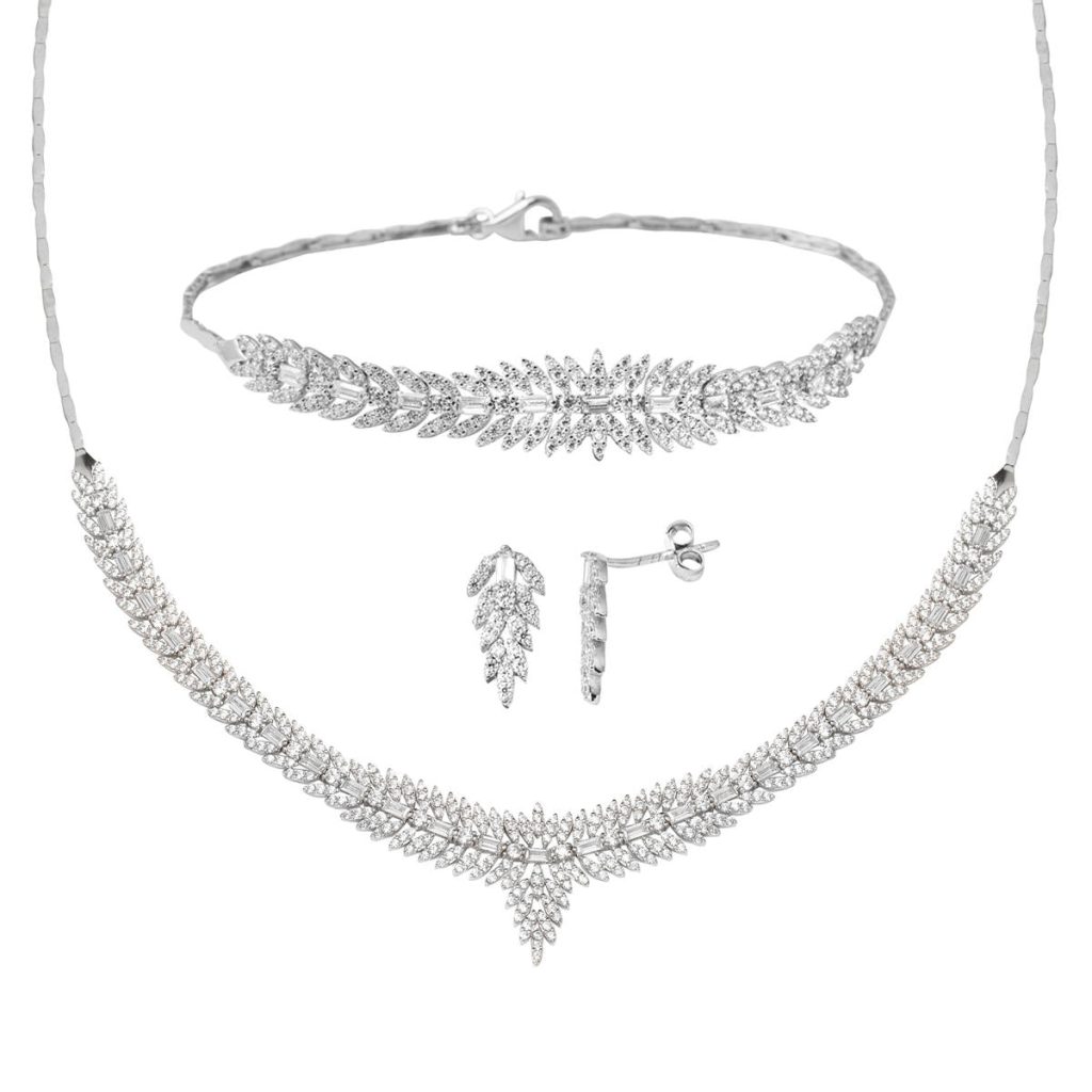 14 Karat Baguette White Gold Set