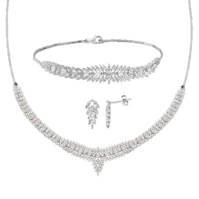 14K Baguette White Gold Set