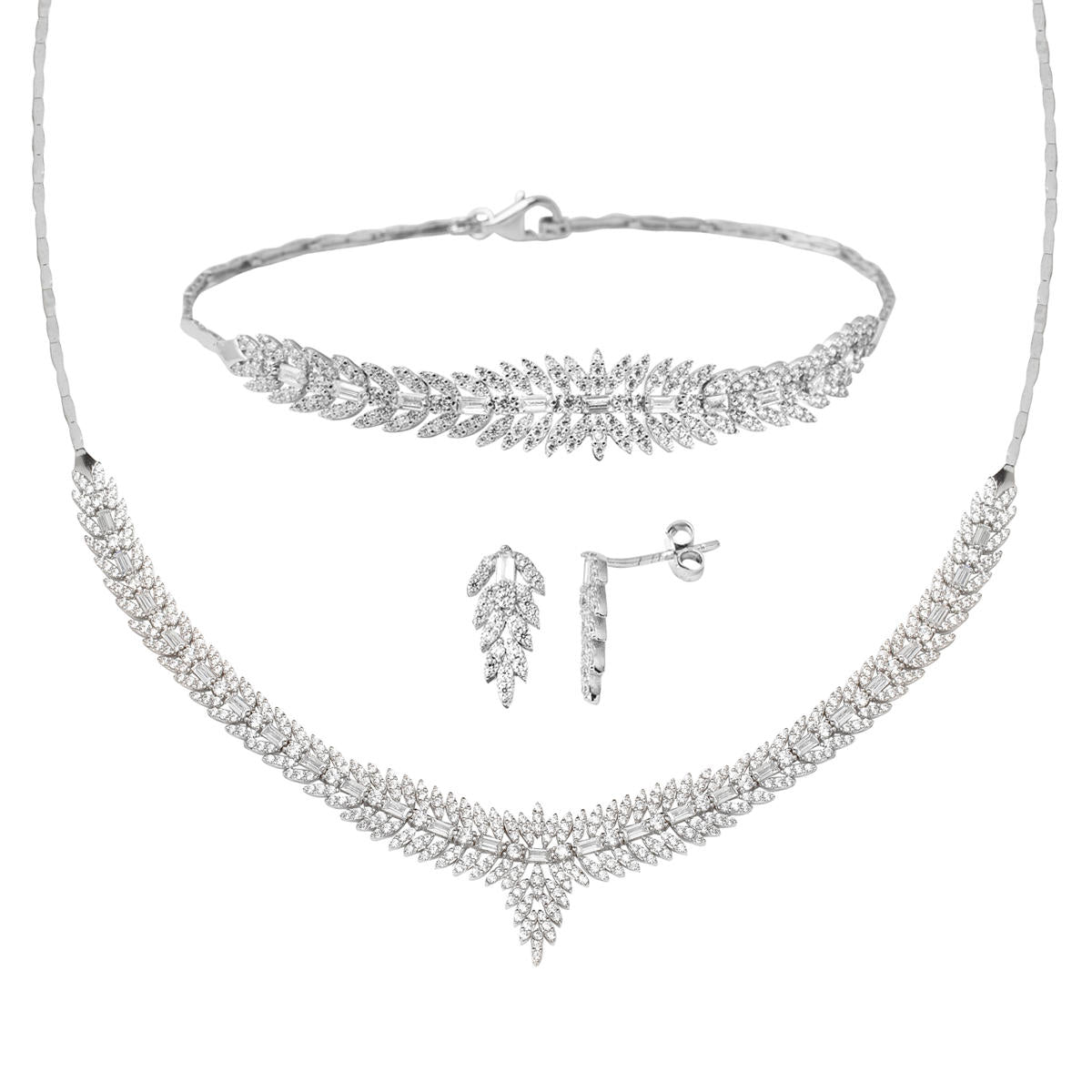 14 Karat Baguette White Gold Set