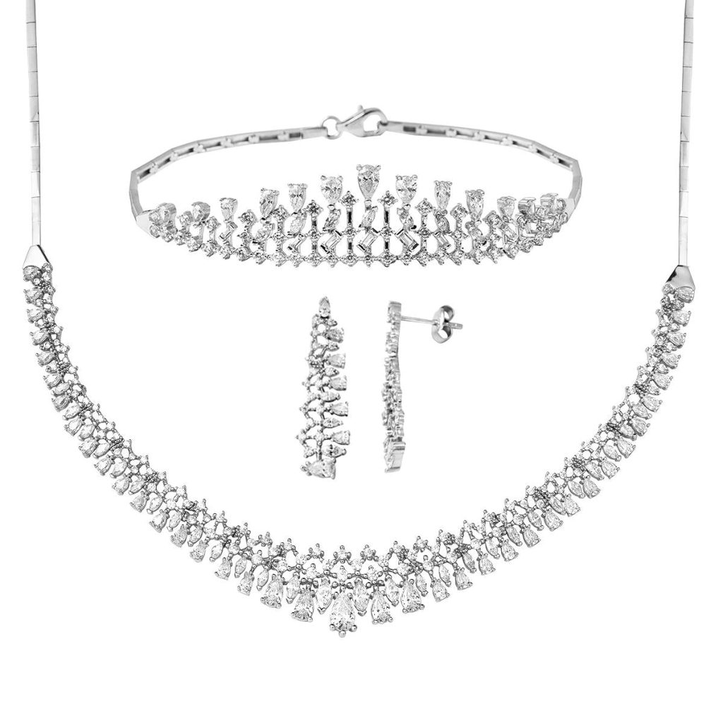 Droplar White Gold Three-piece Set 14 Karat