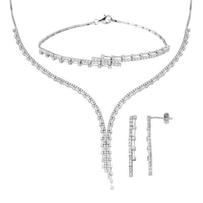 14K White Gold Su Yolu Set
