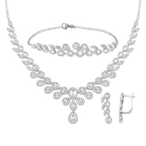 Drop White Gold Three-piece Set 14 Karat