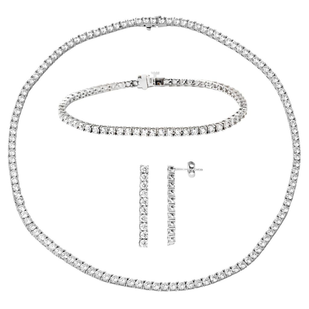 Filigrane Blanc Or Trois pièces Set 14 Carats