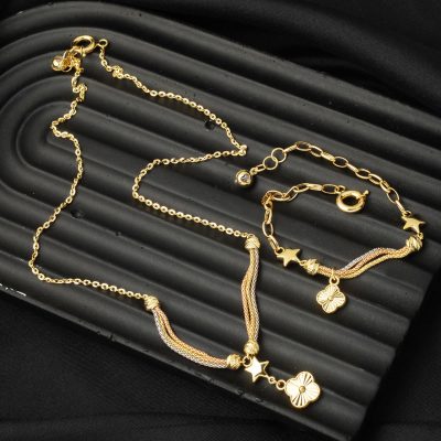 Trèfle Collier Bracelet finli 14 Carats Or Spor Set - 14K - 13.2g - EZ Gold