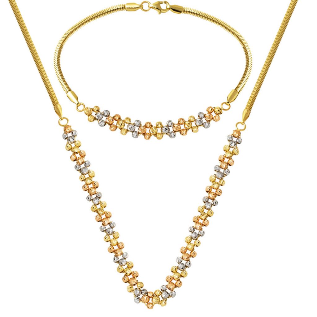 Üç Coloré Balık Sırtı Doriquelı 14 Carats Or Parure