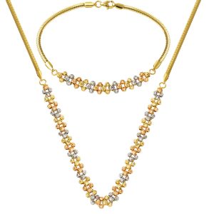 Üç Colored Balık Sırtı Doriclı 14 Karat Gold Set
