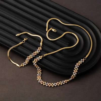 Üç Colored Balık Sırtı Doriclı 14K Gold Set - 14K - 13.82g - EZ Gold
