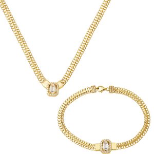 Örme Chain Baguette 14 Karat Gold Set
