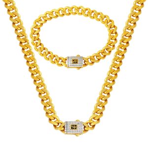 22 Karat Desenli Gold Curb Set