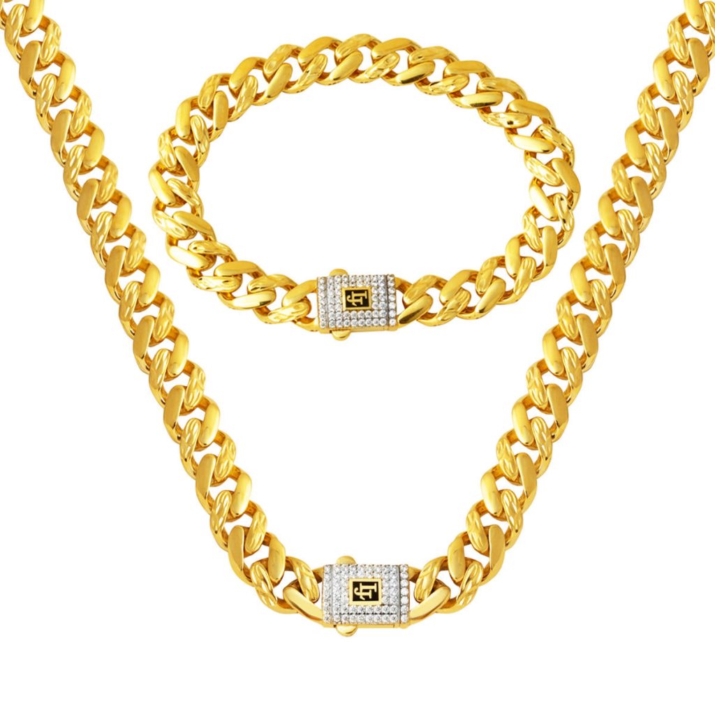 Necklace Braceletli 22 Karat Gold Curb Jewelry Set