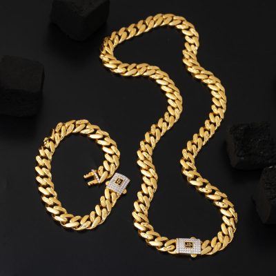 Kolye Bracelet finli 22 Carats Or Gourmette Takı Seti - 22K - 51.5g - EZ Gold