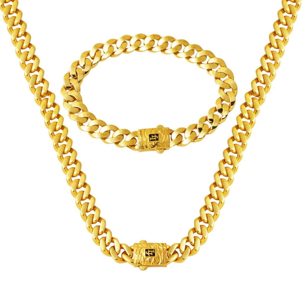 Design Gourmette a Chaine 22 Carats Or Parure