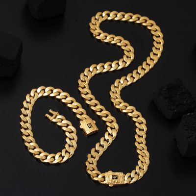 Design Curb Zincirli 22K Gold Set - 22K - 47g - EZ Gold