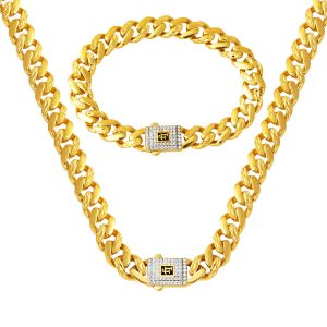 avec Pierres Kalemli Gourmette a Chaine 14 Carats Or Set