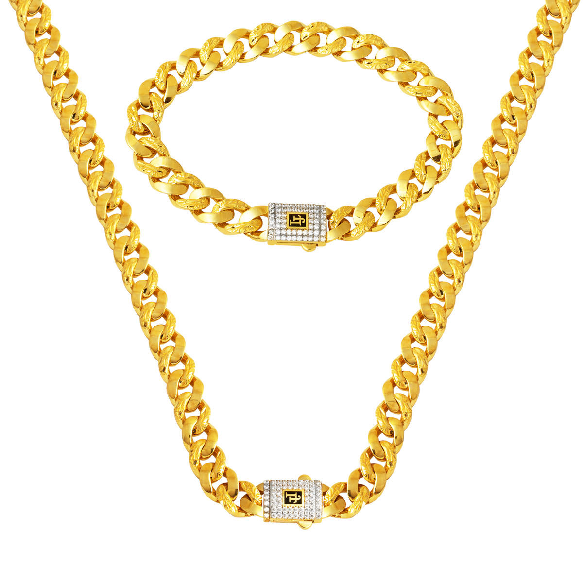 Desenli 14 Carats Or Gourmette Parure