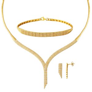 4 Row Su Yolu Design 14 Karat Gold Wedding Set