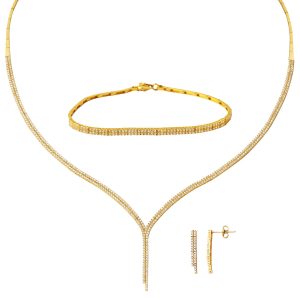 2 Row Sarkıt Su Yolu Gold Jewelry Set