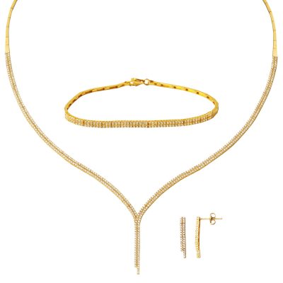 2 Row Sarkıt 14K Gold Su Yolu Takı Seti
