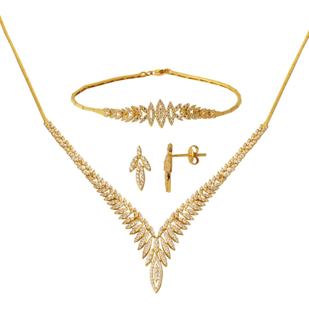 Jaune Or Trois pièces Bijou Parure