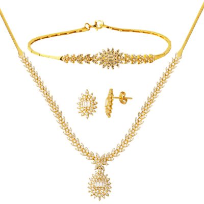 Sun Baguette with Stones Gold Takı Seti