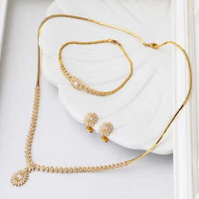 Sun Baguette with Stones Gold Takı Seti - 14K - 15.5g - EZ Gold