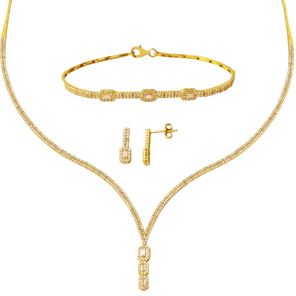 Baguette avec Pierres Su Yolu Or Bijou Parure