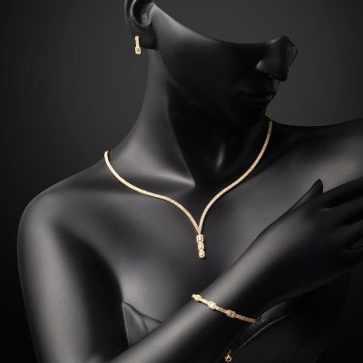 Baguette with Stones Su Yolu Gold Takı Seti - 14K - 13g - EZ Gold