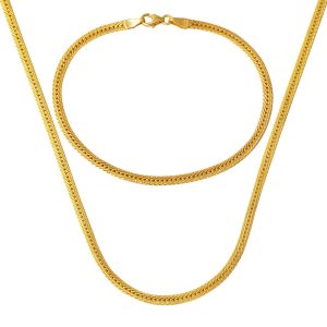Kobra Örme a Chaine 14 Carats Or Collier Bracelet Set