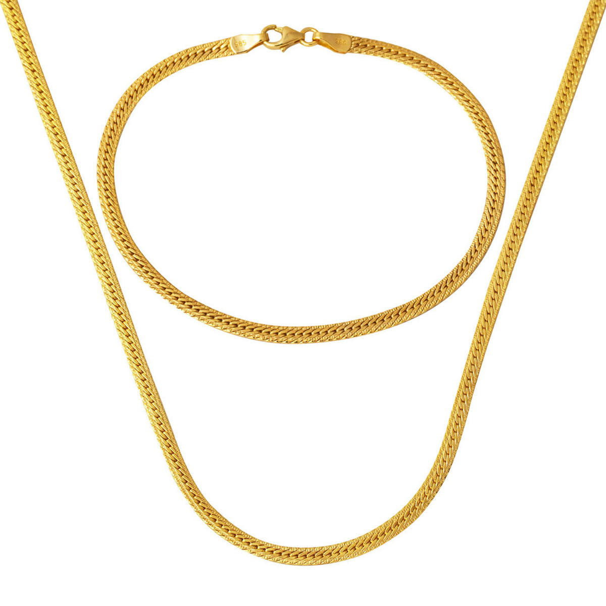 Kobra Örme a Chaine 14 Carats Or Collier Bracelet Set