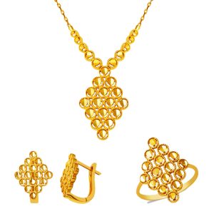 Bal Peteği 3’lü 22 Karat Gold Jewelry Set