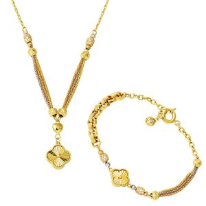 with Clover Pandora 14 Karat Gold Necklace Set