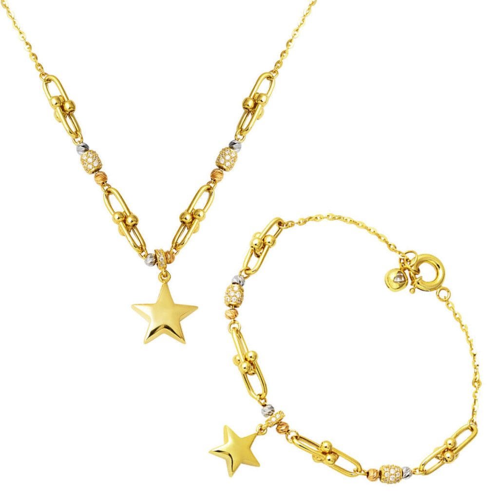with Stars Pandora 14 Karat Gold Necklace Set