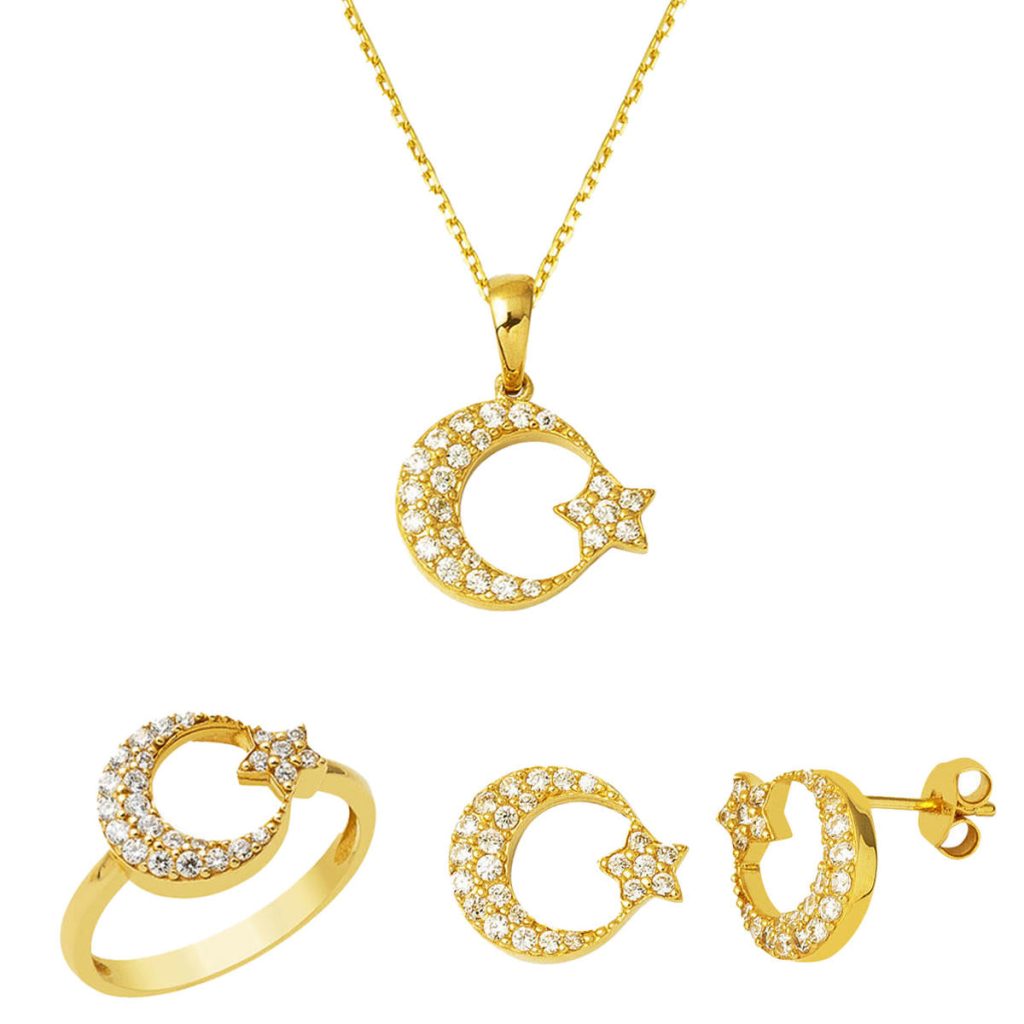 Moon Star 14 Karat Gold Mini Spor Set