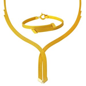Braided Gold Wedding İkili Set 14 Karat