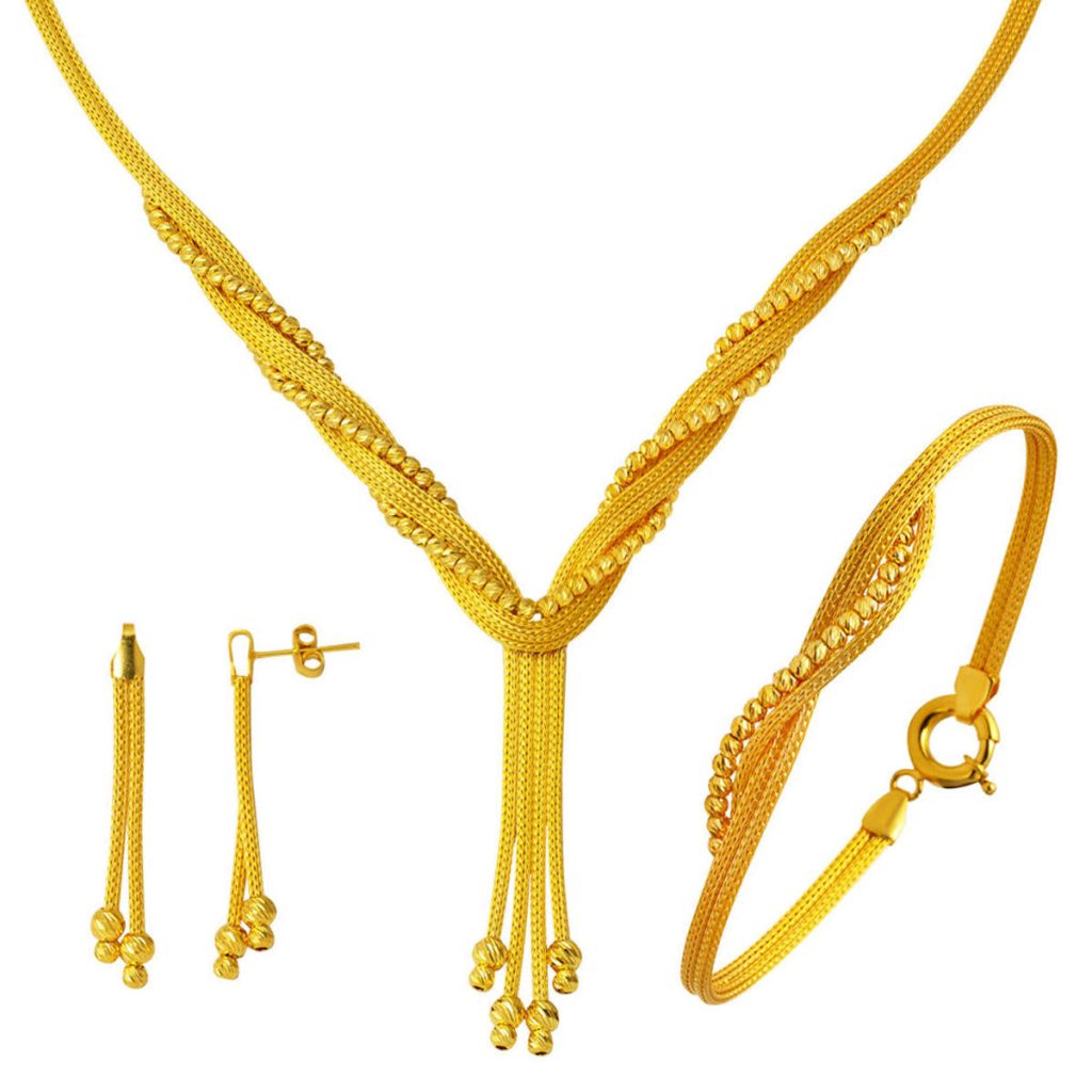 14 Carats Lierre Tresse Or Bijou Parure