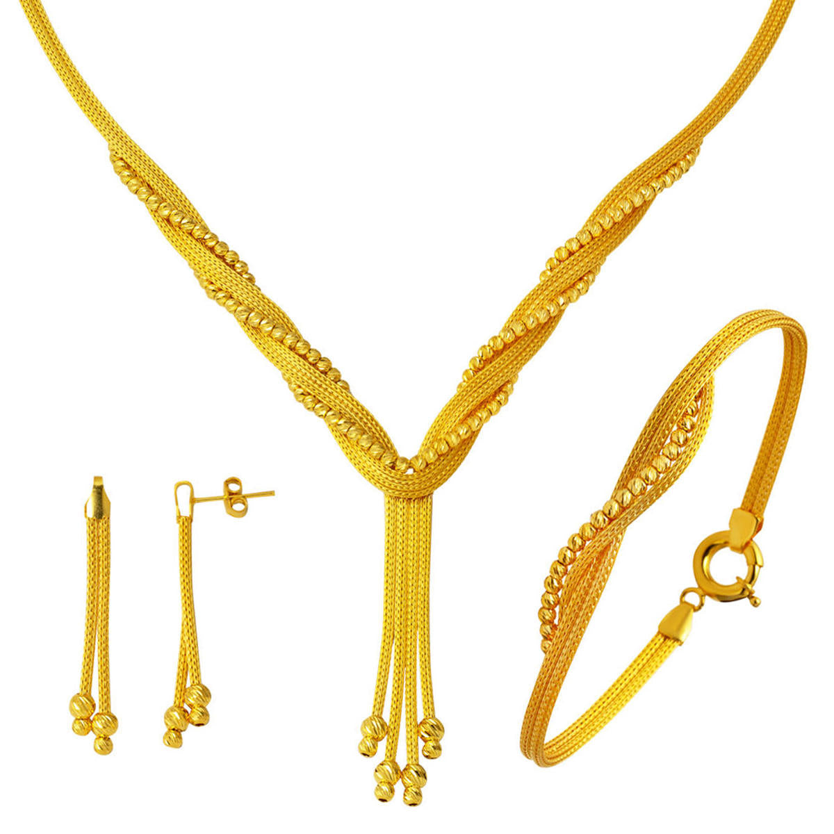 14 Carats Lierre Tresse Or Bijou Parure