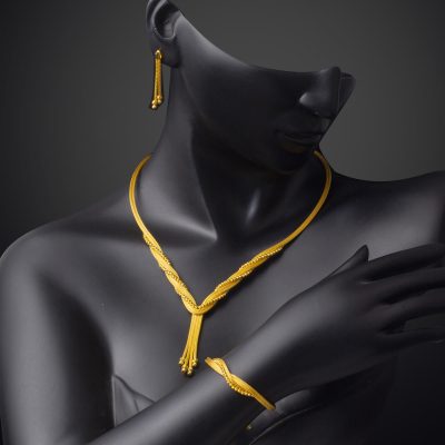 14 Carats Lierre Tressé Or Takı Seti - 14K - 29.21g - EZ Gold